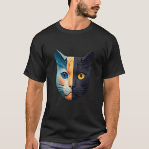 Artistic Cat Face with Colour Contrast T-Shirt