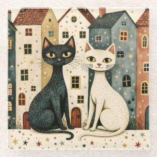 Artistic Cats Glass Coaster