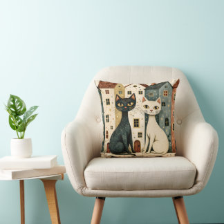 Artistic Cats Throw Pillow