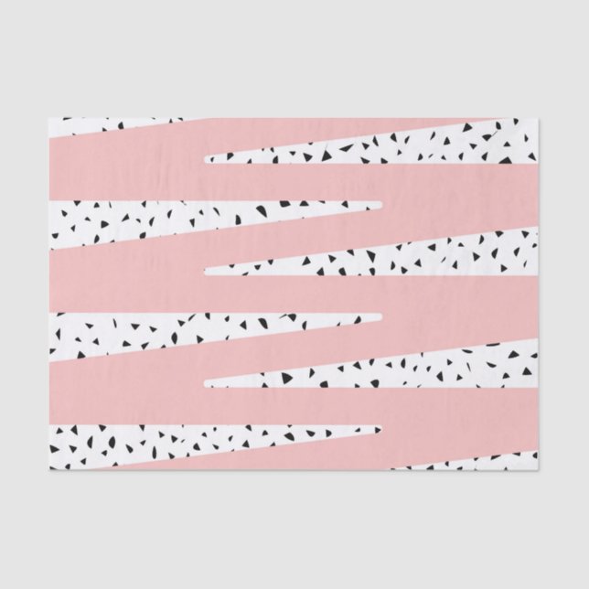 Artistic Chic Pink Zigzag & Abstract Triangles Tissue Paper (Front)