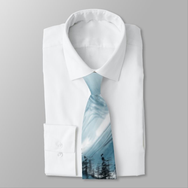 Artistic Chinese Landscape Painting Chinoiserie Tie (Tied)