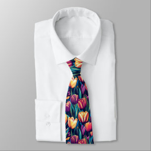 Artistic Christmas Gift For Him Tulip Floral Tie