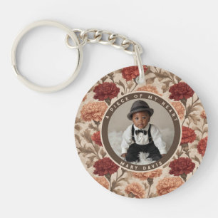 Artistic Christmas Gifts For Mum Photo Carnation Key Ring