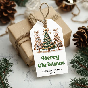 Artistic Christmas trees hand drawn custom gift Tags