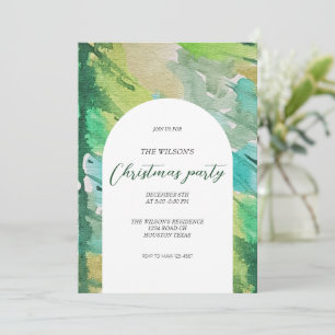 Artistic Christmas Watercolor Blue Tree Pattern  Invitation