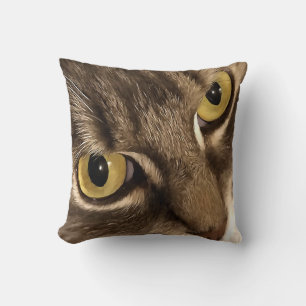 Artistic Close Up Cat Portrait Eyes and Nose Cushion
