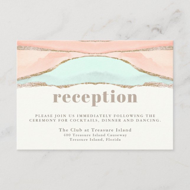 Artistic Coastal Watercolor Abstract Reception Enclosure Card (Front)