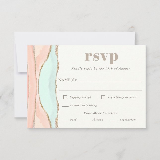 Artistic Coastal Watercolor Abstract RSVP Card (Front)