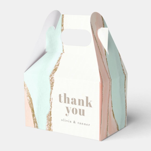 Artistic Coastal Watercolor Abstract Thank You Favour Box (Front Side)