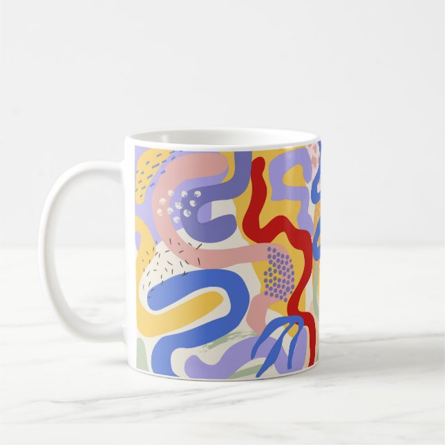 Artistic Coffee Mug – Red, Blue & Yellow (Left)