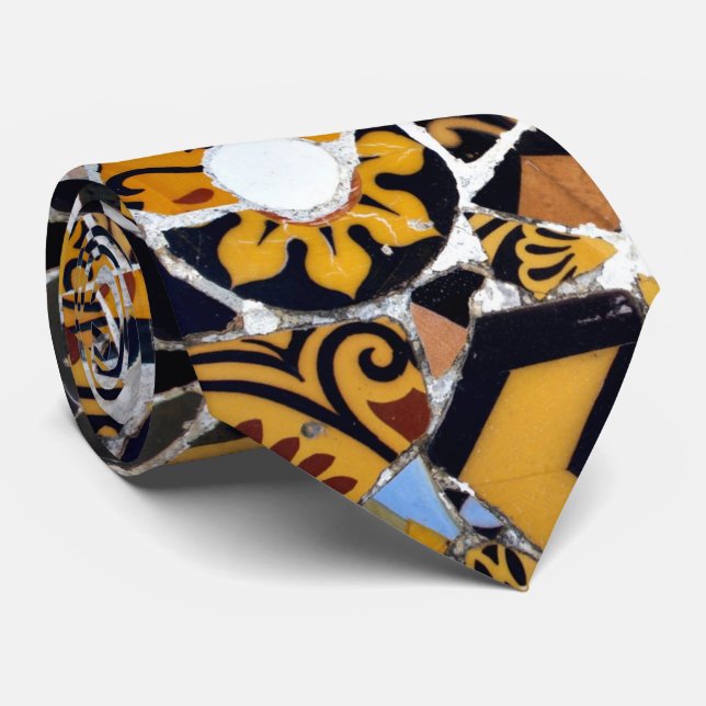 Artistic Collage of Broken Tiles-Brown Tie (Rolled)