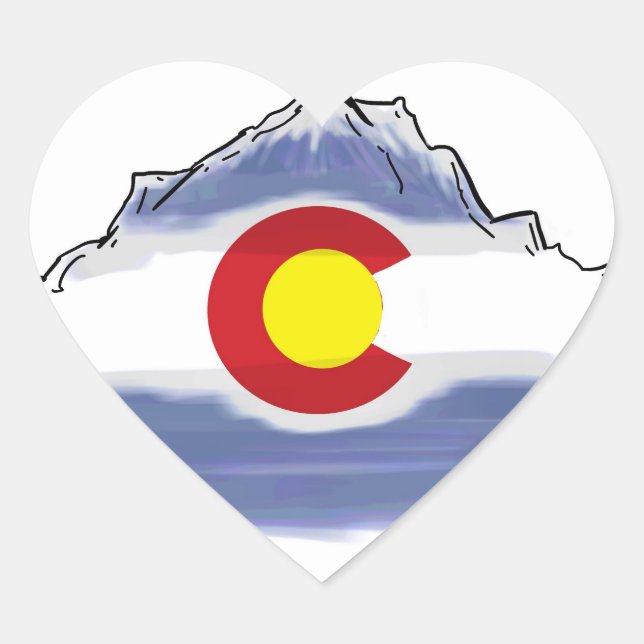 Artistic Colorado flag mountain Heart Sticker (Front)