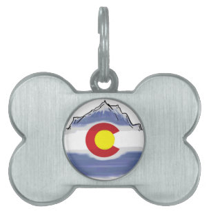 Artistic Colorado flag mountain Pet ID Tag