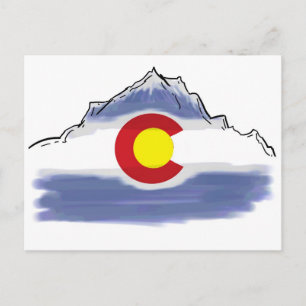 Artistic Colorado flag mountain Postcard