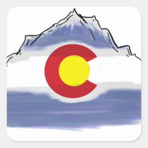 Artistic Colorado flag mountain Square Sticker