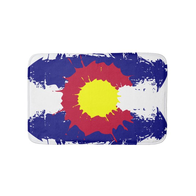 Artistic Colorado flag paint splatter bath mat (Front)