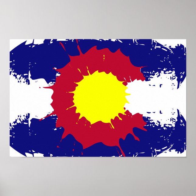 Artistic Colorado flag paint splatter poster (Front)