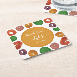 Artistic Colorful Fall Paper Plate Square Paper Coaster