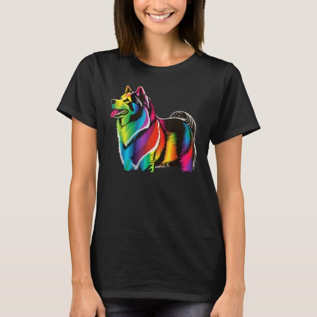 Artistic Colorful Pop Art painted Alaskan Malamute T-Shirt (Front)
