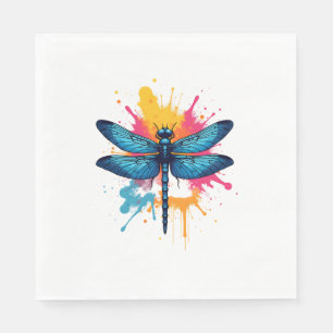 Artistic Colorful Pop Art painted Dragonfly Napkin