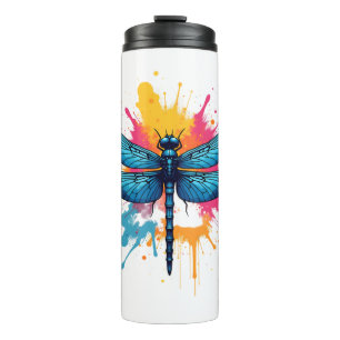 Artistic Colorful Pop Art painted Dragonfly Thermal Tumbler