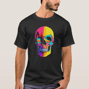 Artistic Colorful Skull Wax Drip Painting Style Gr T-Shirt