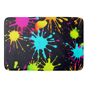 Artistic Colour Burst with Dripping Paint Bath Mat