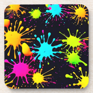Artistic Colour Burst with Dripping Paint Coaster