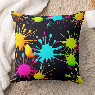 Artistic Colour Burst with Dripping Paint Cushion
