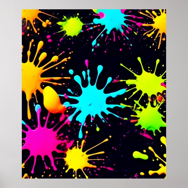 Artistic Colour Burst with Dripping Paint Poster (Front)