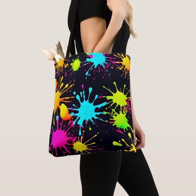 Artistic Colour Burst with Dripping Paint Tote Bag (Close Up)