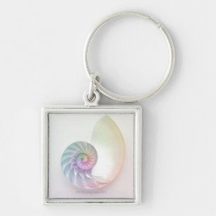 Artistic coloured nautilus image key ring