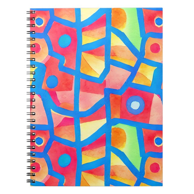 Artistic colourful abstract geometric pattern note notebook (Front)