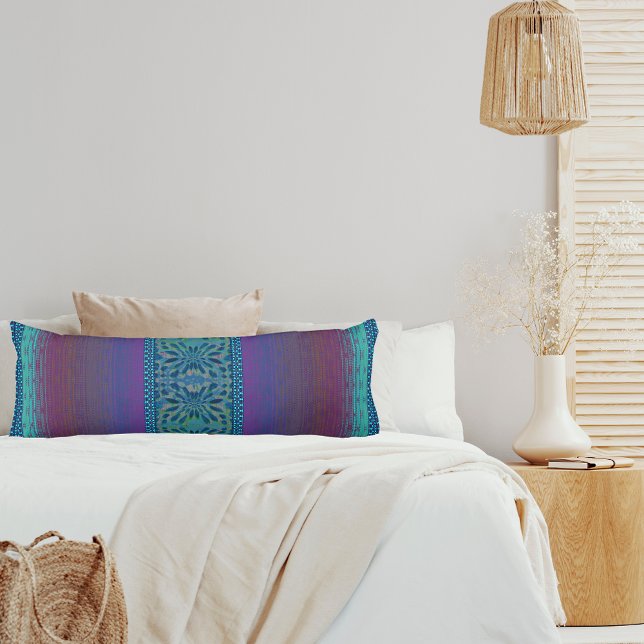 Artistic colourful boho pattern throw body pillow  (Creator Uploaded)