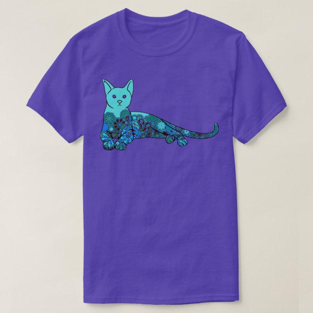 Artistic Colourful Cat T-Shirt (Design Front)