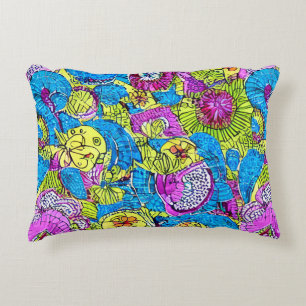Artistic colourful cute happy abstract and fruits decorative cushion