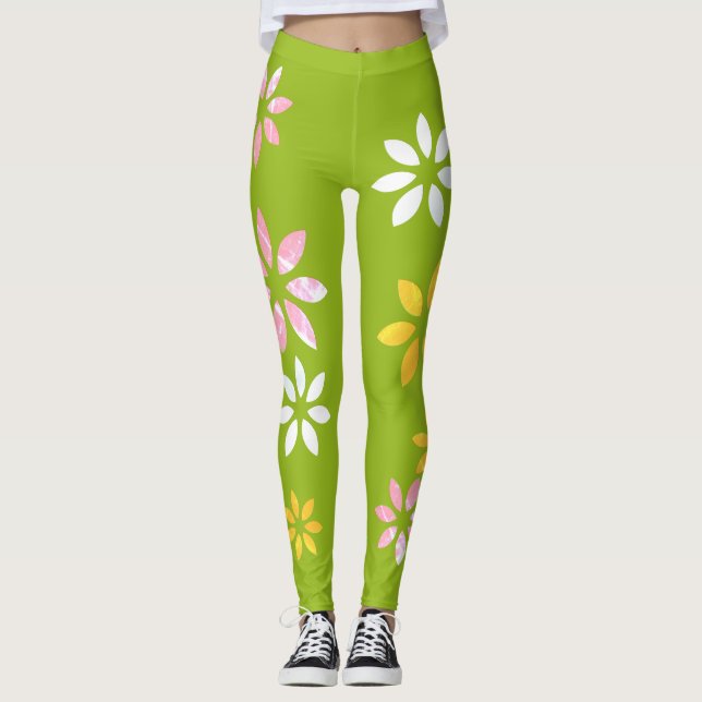 Artistic Colourful Floral Pattern Exercise Pants (Front)