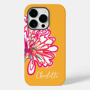 Artistic Colourful Flower Customised Name Case-Mate iPhone 14 Pro Case
