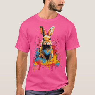 Artistic Colourful Painted Rabbit Hunting T-Shirt