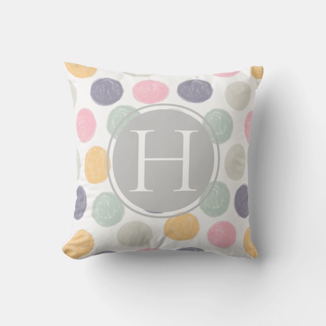artistic colourful pastel monogram cushion (Front)