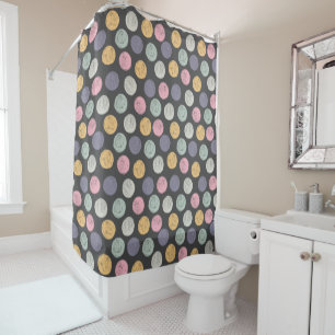 artistic colourful pastel polka dot shower curtain