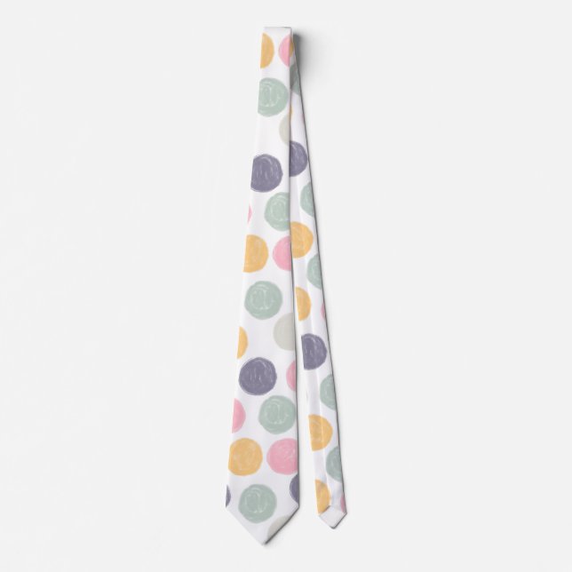 artistic colourful pastel polka dot tie (Front)
