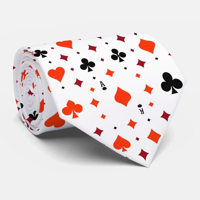 Artistic Colourful Playing Cards Pattern Tie (Rolled)