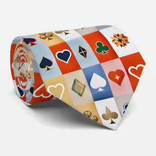 Artistic Colourful Playing Cards Pattern Tie