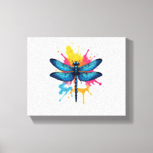 Artistic Colourful Pop Art painted Dragonfly Canvas Print