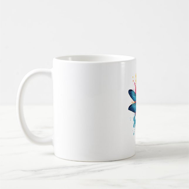 Artistic Colourful Pop Art painted Dragonfly Coffee Mug (Left)