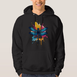 Artistic Colourful Pop Art painted Dragonfly Hoodie