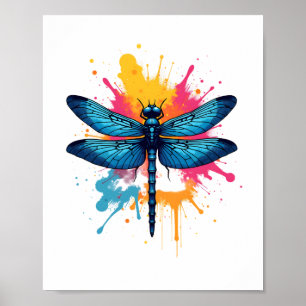 Artistic Colourful Pop Art painted Dragonfly Poster
