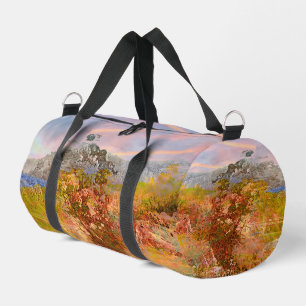 Artistic Columbia Mountain River Painting Duffle Bag