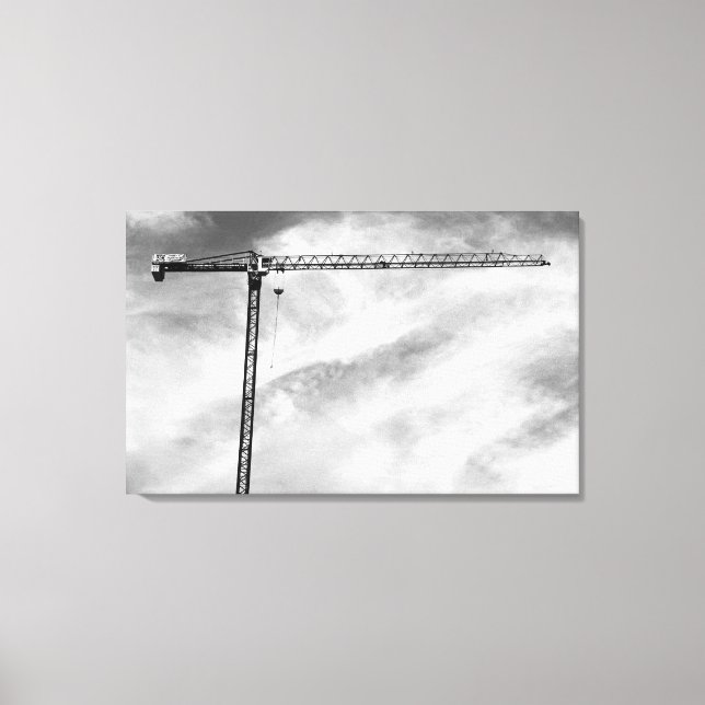 Artistic Construction Crane Black and White Photo Canvas Print (Front)
